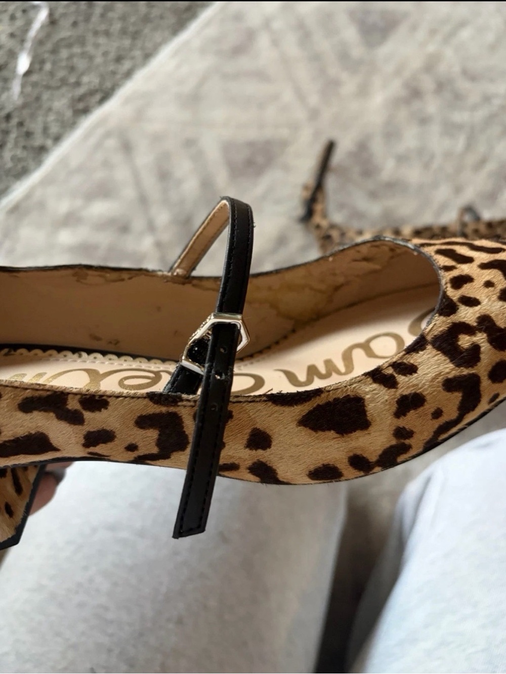 Sam Edelman Leopard Print Pointed Slingback Heels in Tan and Black - Picture 6 of 12